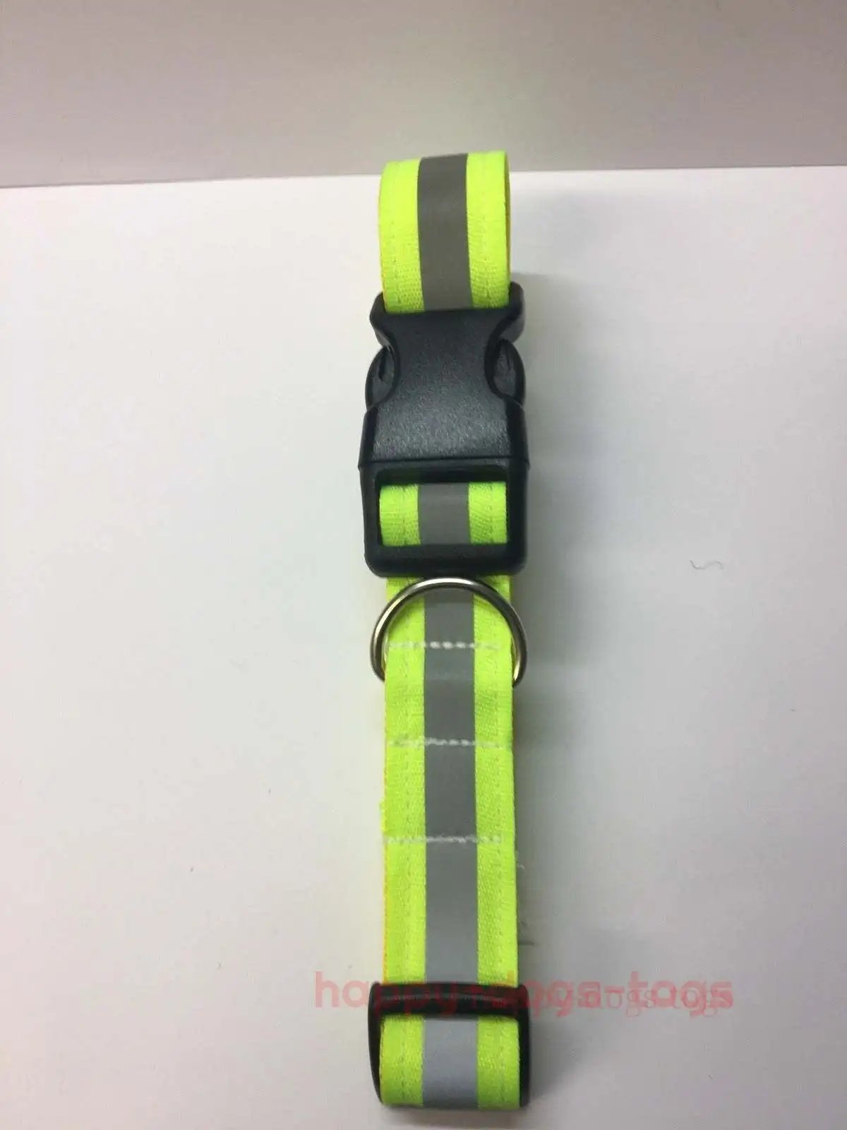 Large Dog Collar in Fluorescent Yellow reflective safety - happy-dogs-togs