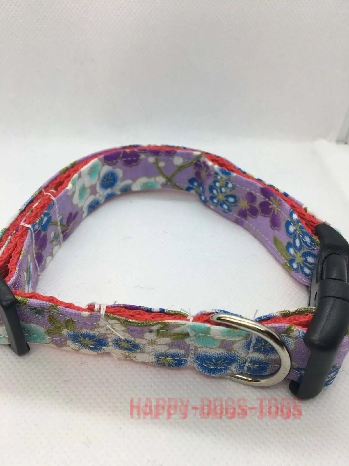 Lilac Oriental design floral dog collar Fits 10" - 16"