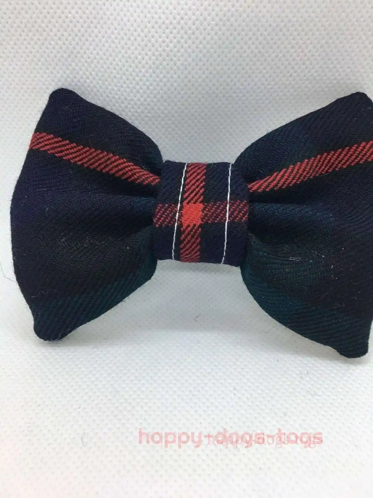 Navy Blue, Green, Red Tartan Dog bow tie