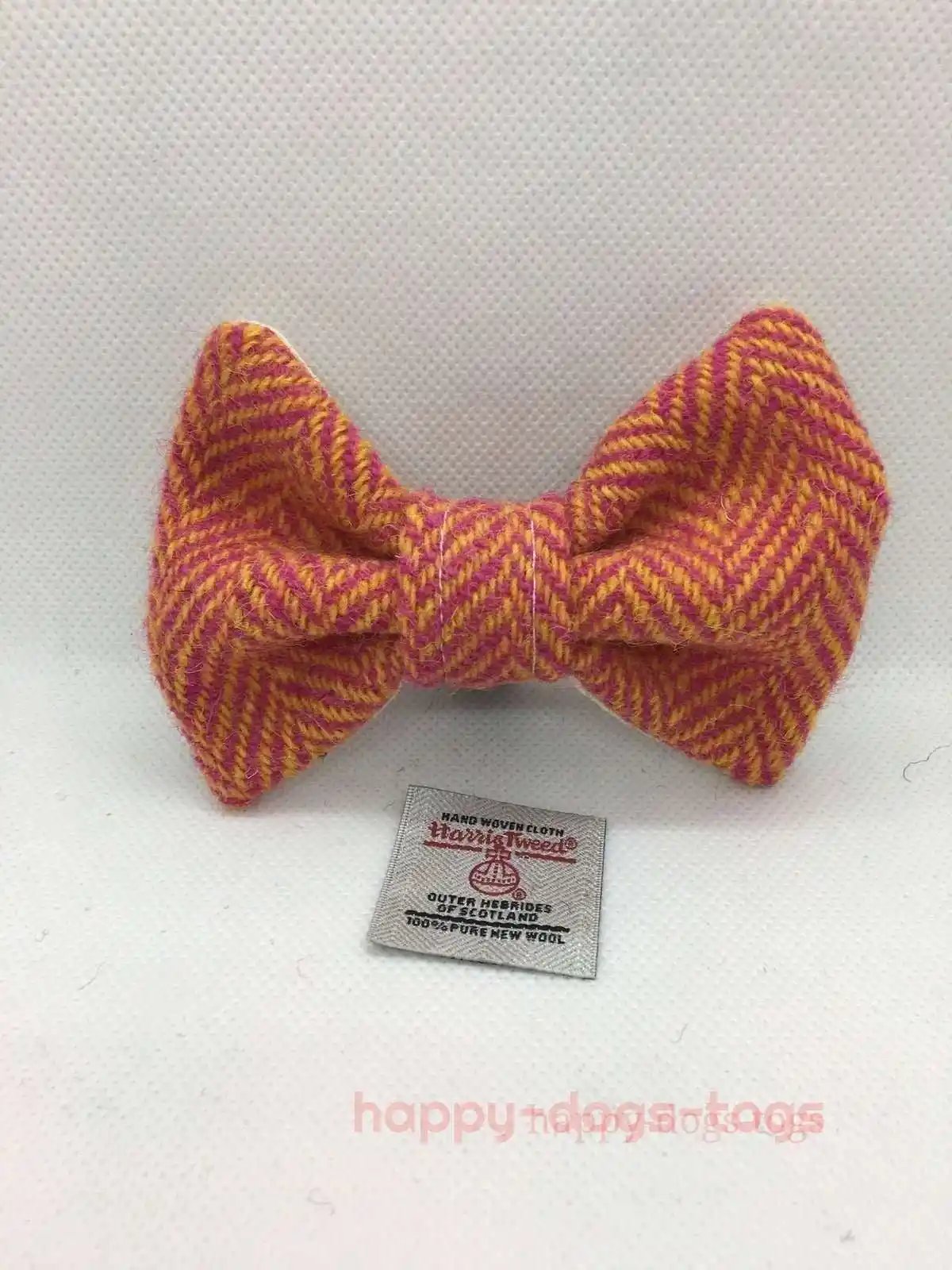  HARRIS TWEED Dog Bow Tie, Yellow, Pink