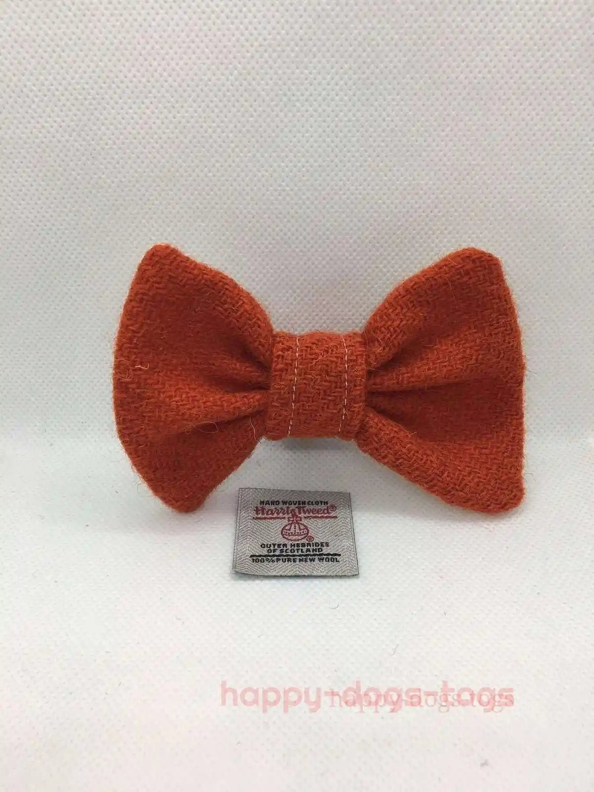 Orange HARRIS TWEED Dog Bow Tie,