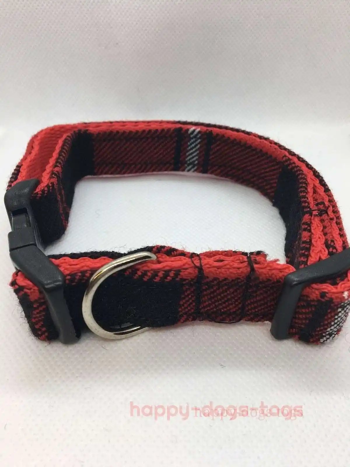 Tartan Dog Collar In Red and  Black Tartan 