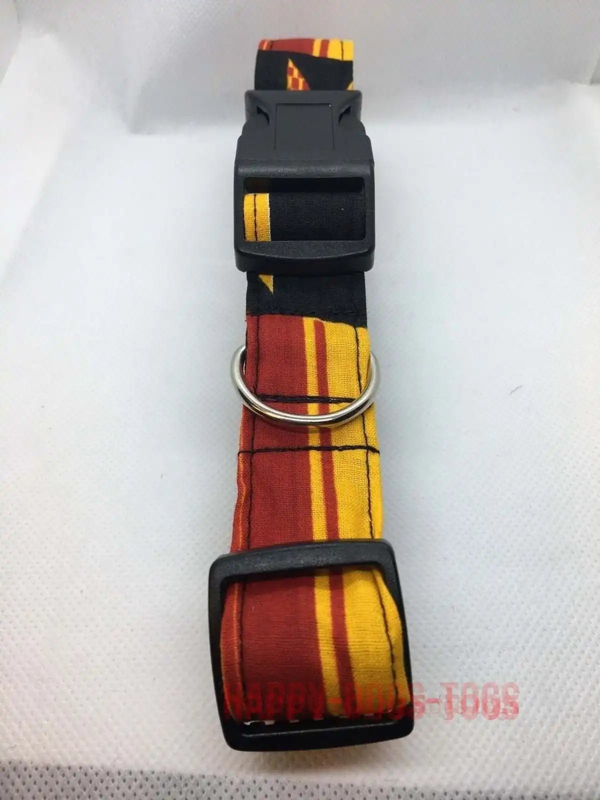 Yellow, Red and Black pattern dog collar  size L