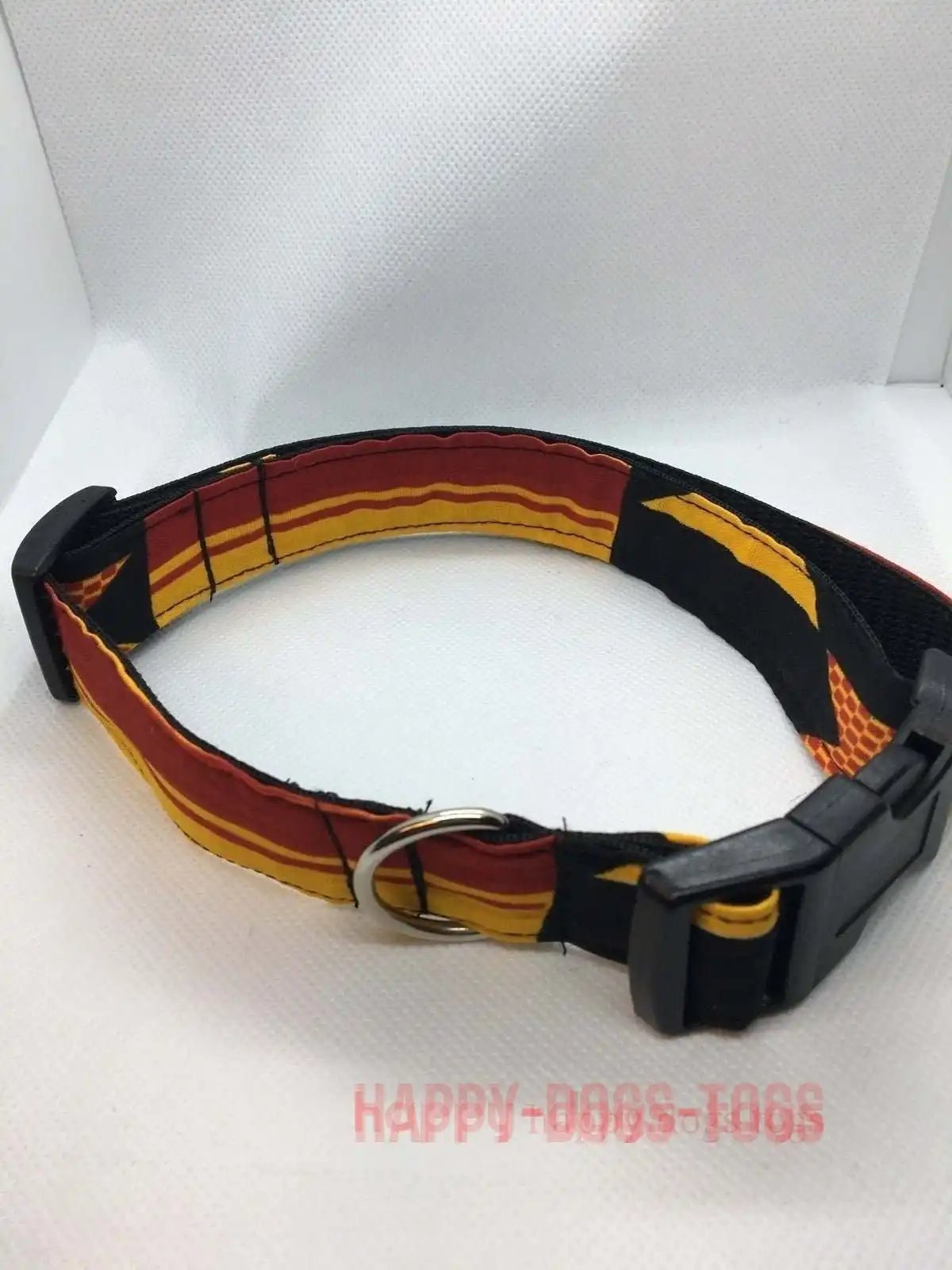 Yellow, Red and Black pattern dog collar  size L
