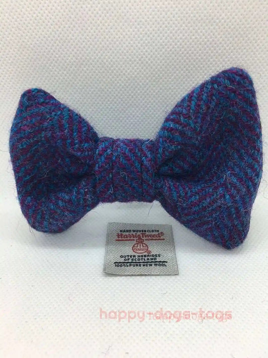 Blue, Purple HARRIS TWEED Dog Bow Tie,