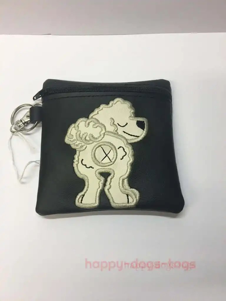 Black Labradoodle Dog poo bag dispenser