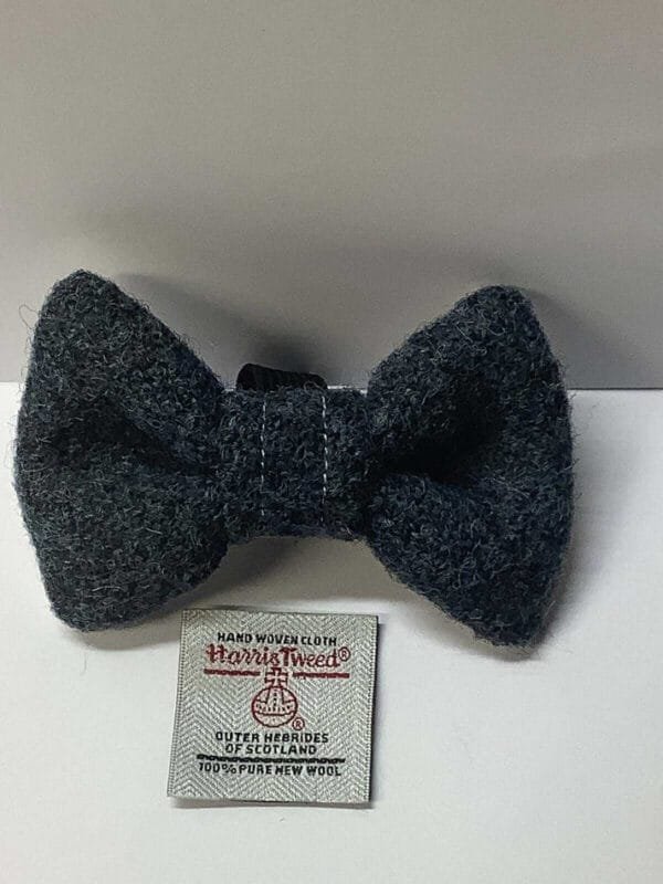 Small Airforce Blue Harris Tweed Dog Bow Tie