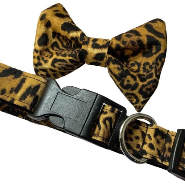 Attractive Leopard Print Design Dog Collar And Bow Tie Set - Image 3