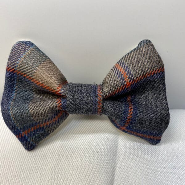 Grey And Fawn Tartan Dog Bow Tie Medium - Image 2