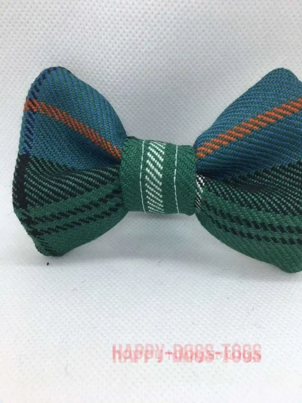 Medium Blue And Green Tartan Dog Bow Tie