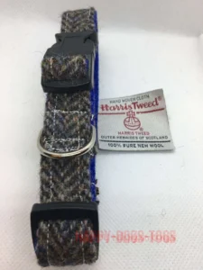 Black and Fawn Herringbone Harris Tweed Dog Collar