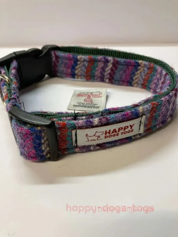 Harris Tweed Multi Colour Stripe Dog Collar