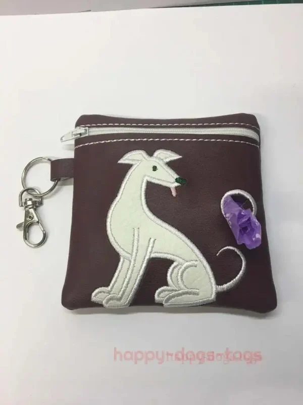 Embroidered White Greyhound Dog Poo Bag Dispenser