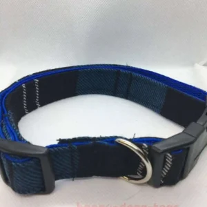 Scottish Tartan Dog Collar Blue, Black, White