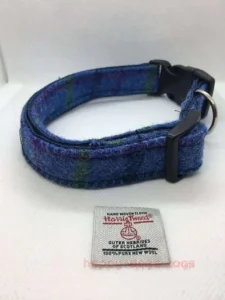 Blue and Purple Harris Tweed Dog Collar