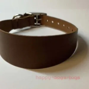 Brownrealleathergreyhoundcollarmediumsize Happy Dogs Togs4