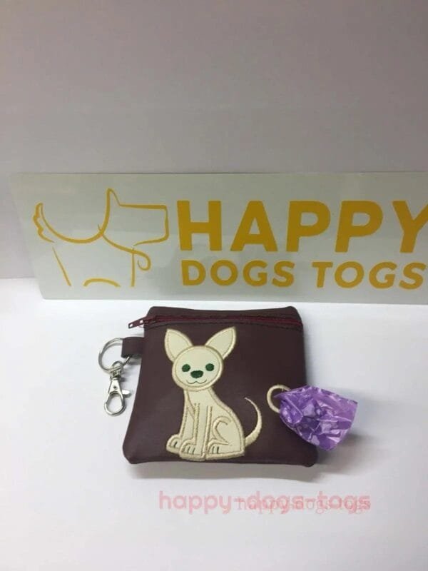 Burgundy Chihuahua Sitting Dog Poo Bag Dispenser - Image 3