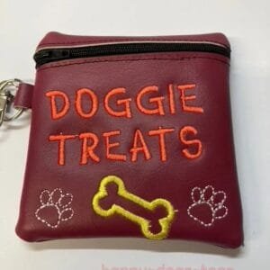 Burgundy Embroidered Doggie Treat Bag