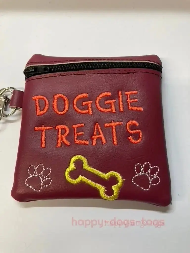 Burgundy Embroidered Doggie Treat Bag