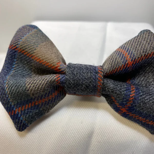 Grey And Fawn Tartan Dog Bow Tie Medium