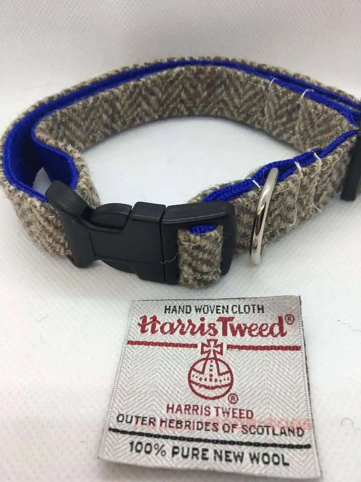 Cream and Fawn Harris Tweed Dog Collar - Image 2