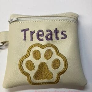 Cream Embroidered Pawprint Dog Treat Bag