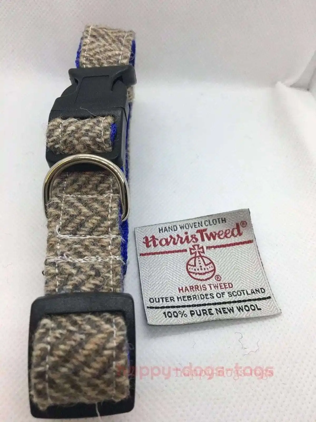 Cream and Fawn Harris Tweed Dog Collar