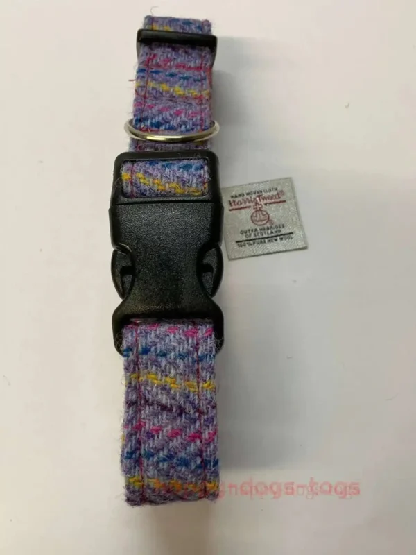 Lilac Pastel Stripe Harris Tweed Dog Collar - Image 2