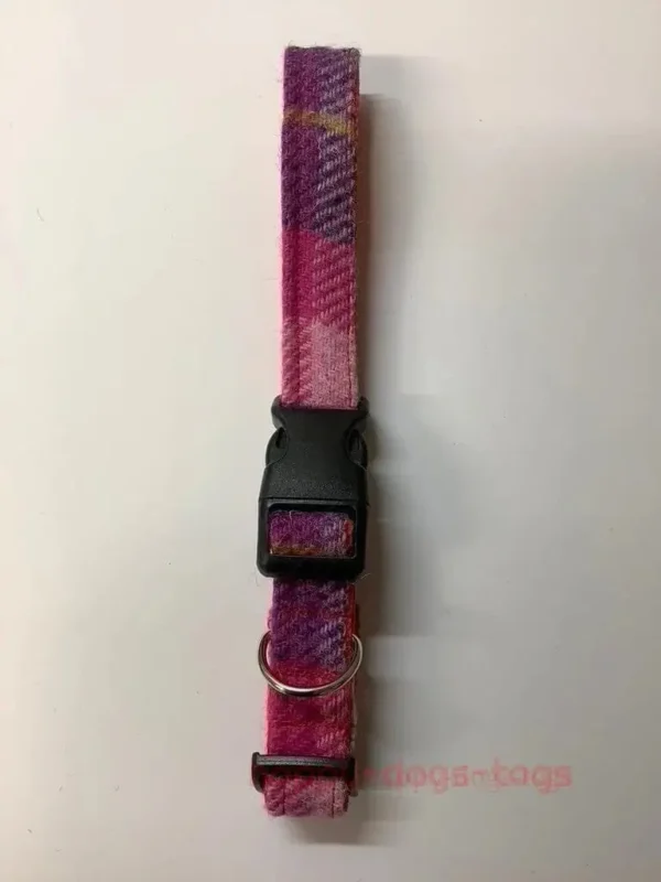 Pink And Lilac Harris Tweed Dog Collar - Image 2