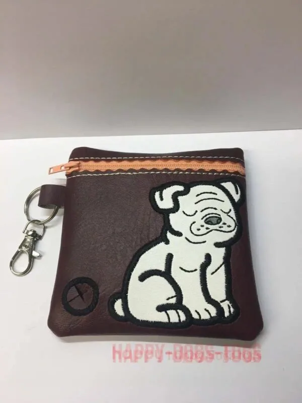 Embroidered Sitting Bulldog Dog Poo Bag Dispenser - Image 2