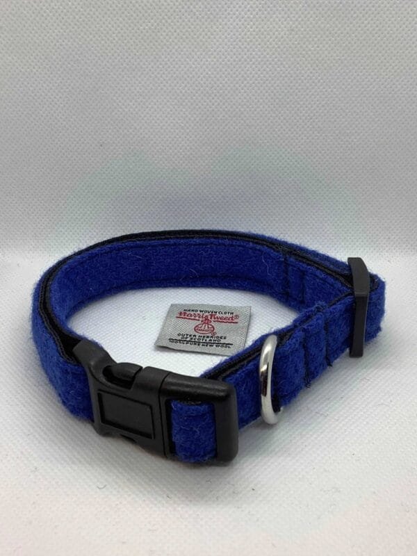 Deep Blue Harris Tweed Dog Collar - Image 3