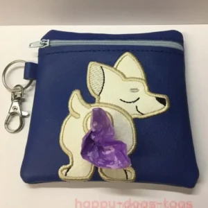 Dogpoobagdispenserfawnchihuahuaonabluebag Happy Dogs Togs1