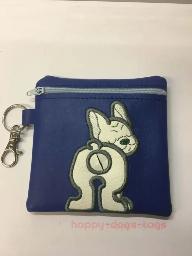 Embroidereddogpoobagdispenserfawnfrenchbulldoginnavybag Happy Dogs Togs1