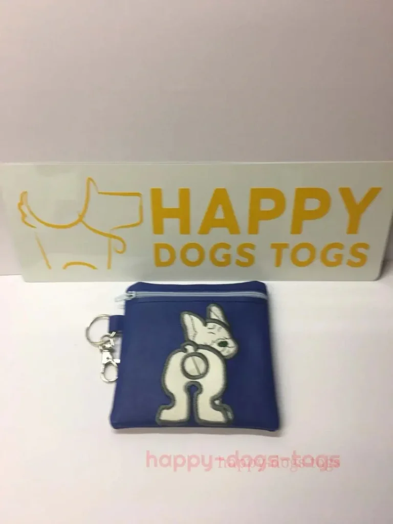 Embroidereddogpoobagdispenserfawnfrenchbulldoginnavybag Happy Dogs Togs4