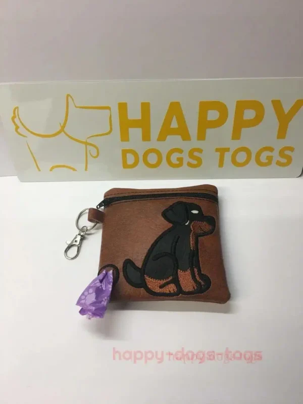 Embroidered Brown Sitting Rottweiler Poop Bag Dispenser - Image 3