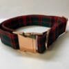 Extra Large Dog Collar Green with Red Check Tartan