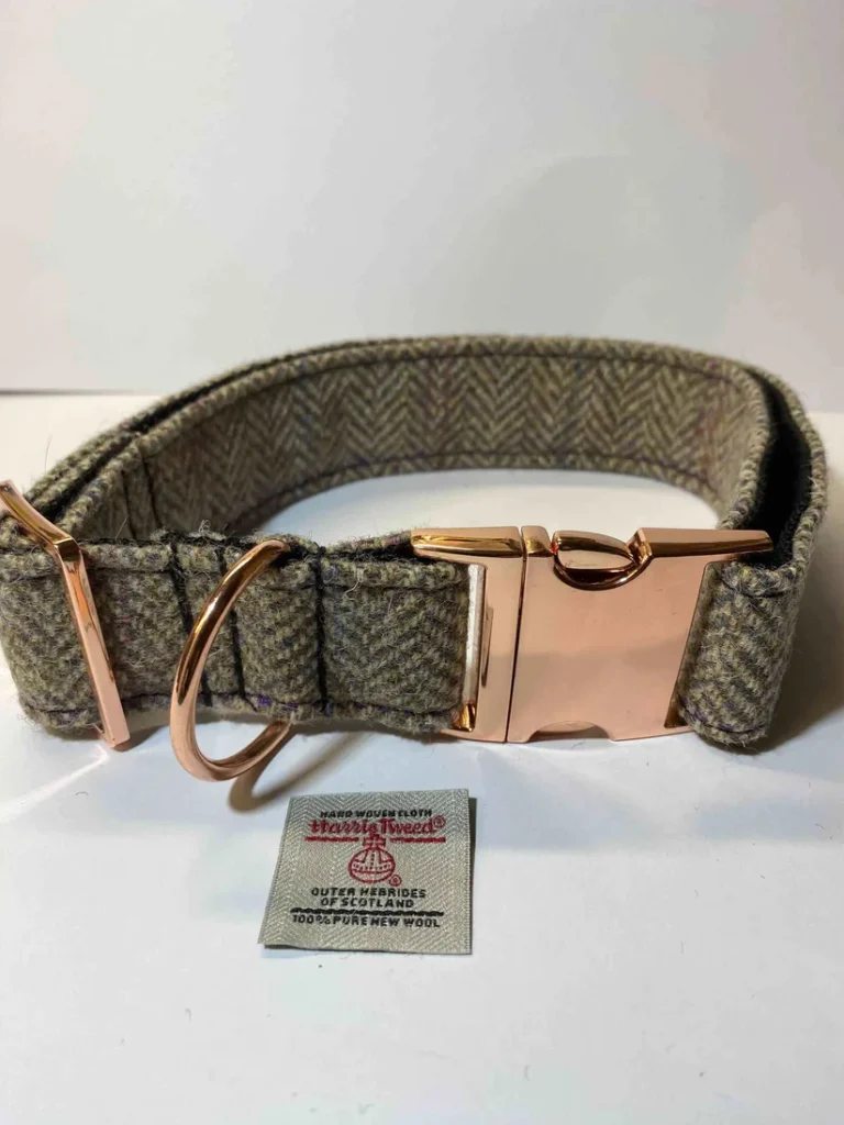 Extralargeharristweeddogcollarbrownandcreamherringbonedogcollar Happy Dogs Togs1