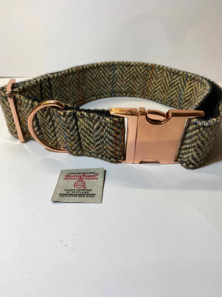Extralargeharristweeddogcollarbrownandfawnherringbonedogcollar Happy Dogs Togs1