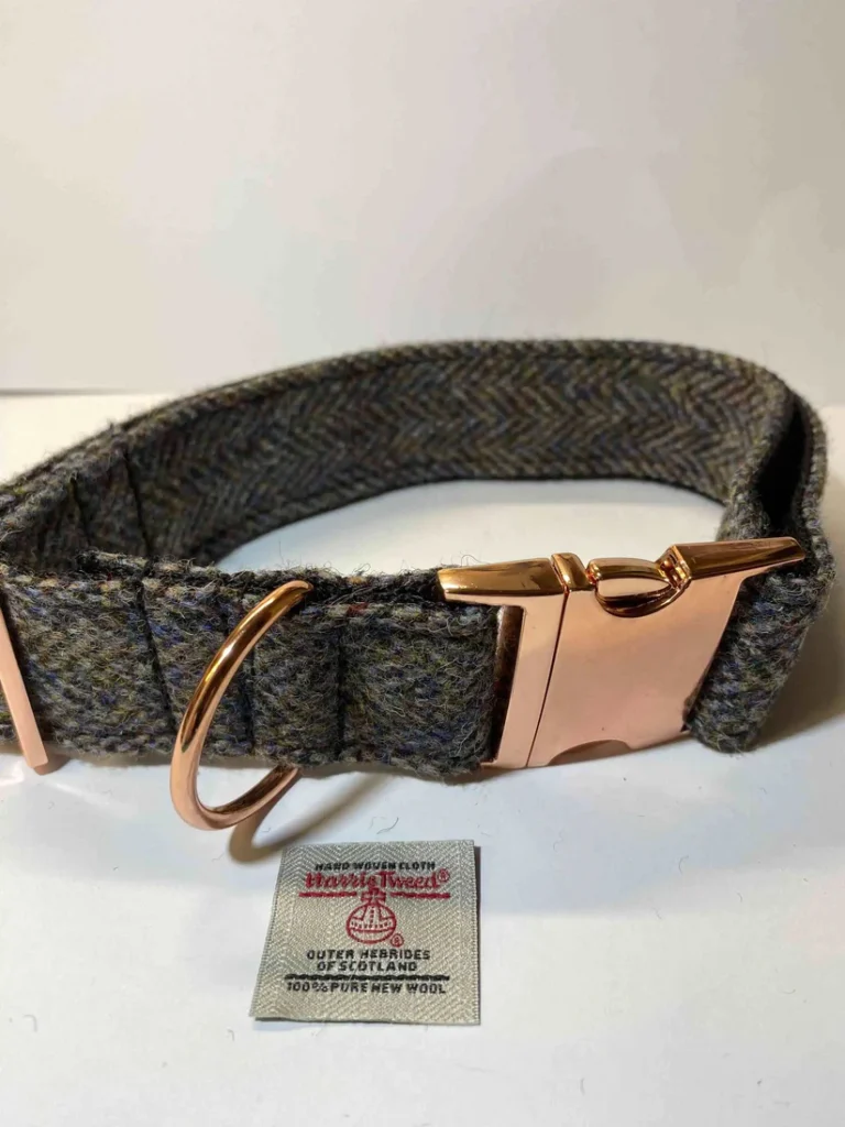 Extralargeharristweeddogcollarshadesofbrownherringbonedogcollar Happy Dogs Togs1