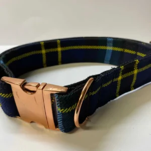 Extralargescottishtartandogcollarblueandyellowtartan Happy Dogs Togs1