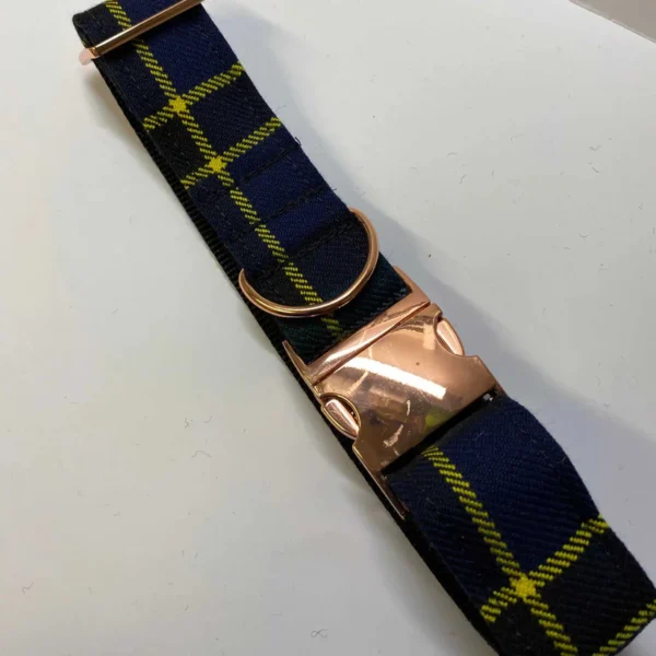 Extra Large Scottish Tartan Dog Collar Blue And Yellow Tartan - Image 3