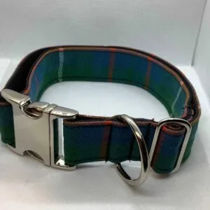 Extra Large Tartan Dog Collar in Green