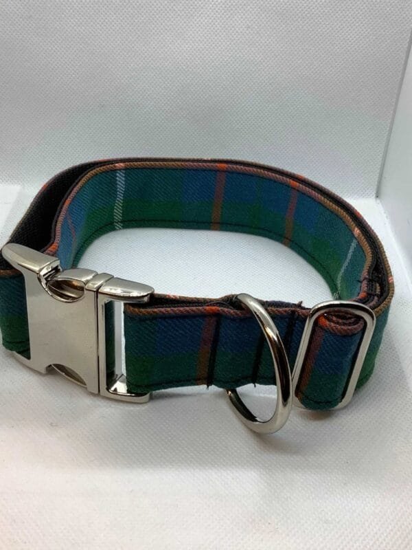 Extra Large Tartan Dog Collar In Green