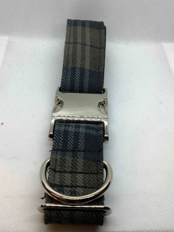 Extra Large Grey Tartan Dog Collar - Image 2