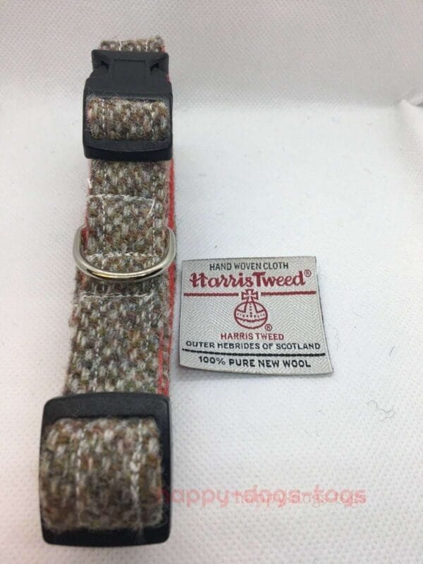 Fawn And Cream Harris Tweed Dog Collar