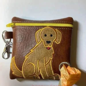 Golden Retiever dog poop bag dispenser