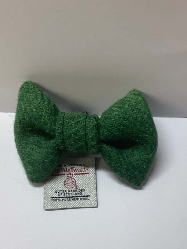 Green Harris Tweed Small Dog Bow Tie