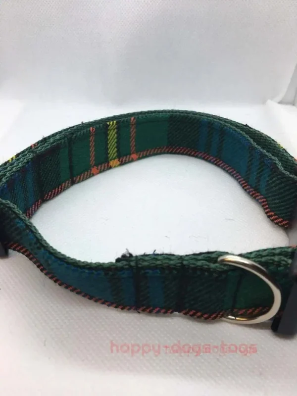 Scottish Tartan Dog Collar Green , Blue Tartan