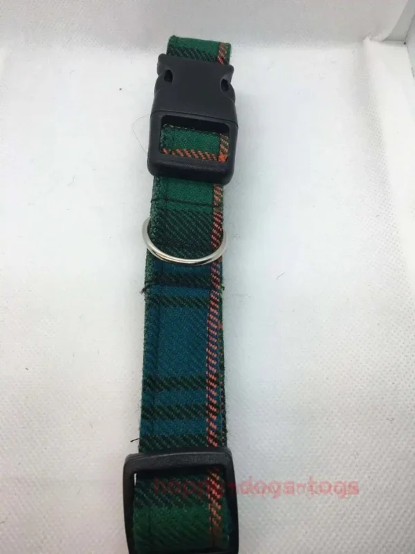 Scottish Tartan Dog Collar Green , Blue Tartan - Image 2