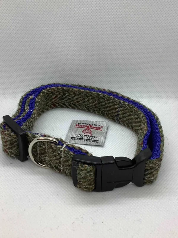 Green And Fawn Herringbone Harris Tweed Dog Collar - Image 4